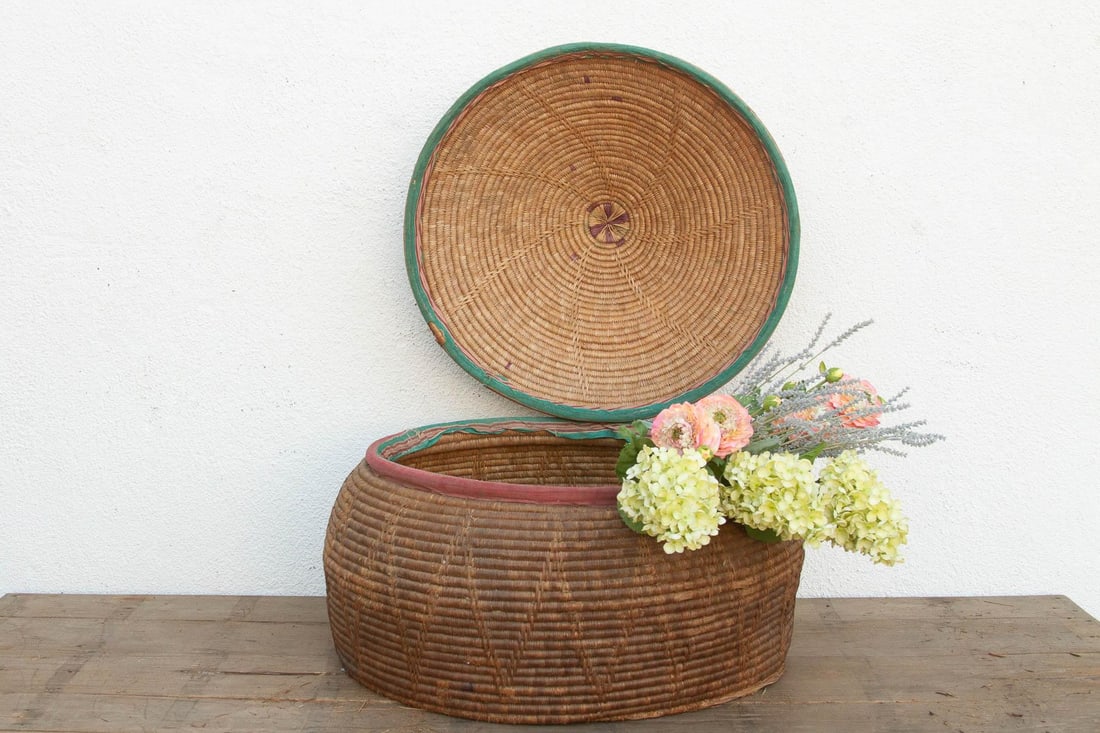 30"Dm Large Antique Nomadic Storage Basket - 11