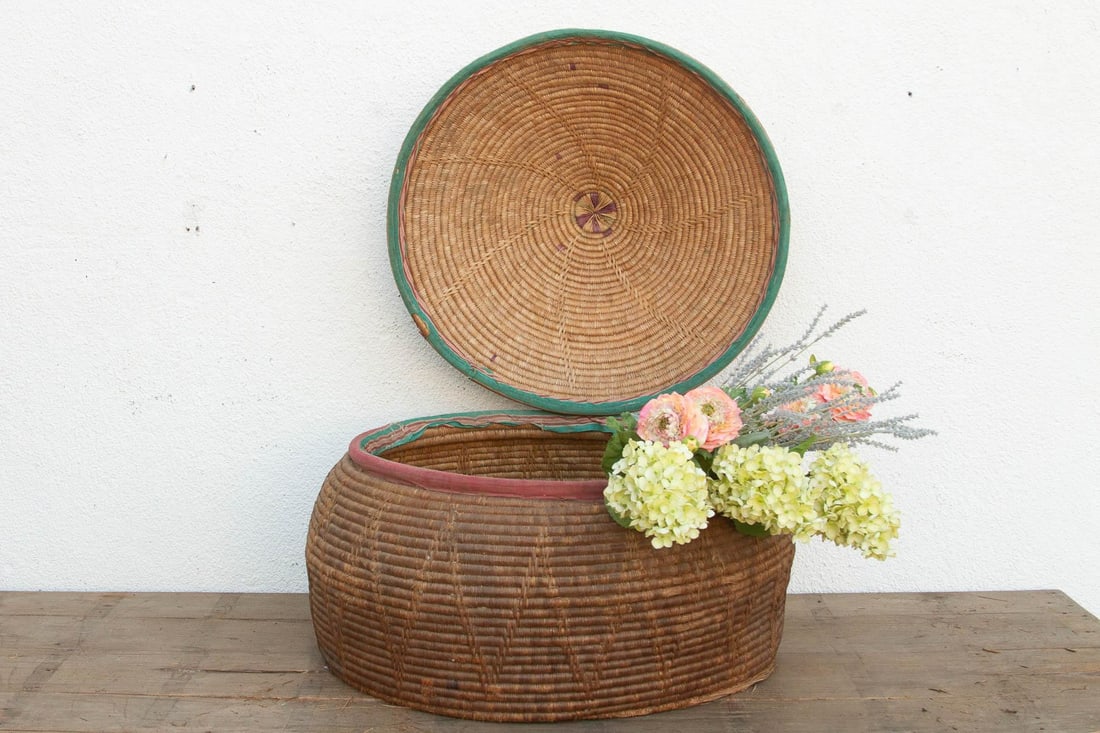 30"Dm Large Antique Nomadic Storage Basket - 2