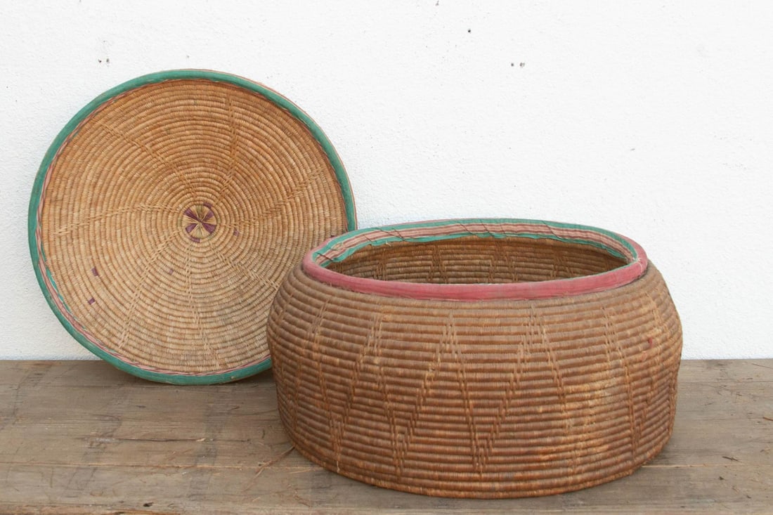 30"Dm Large Antique Nomadic Storage Basket - 6