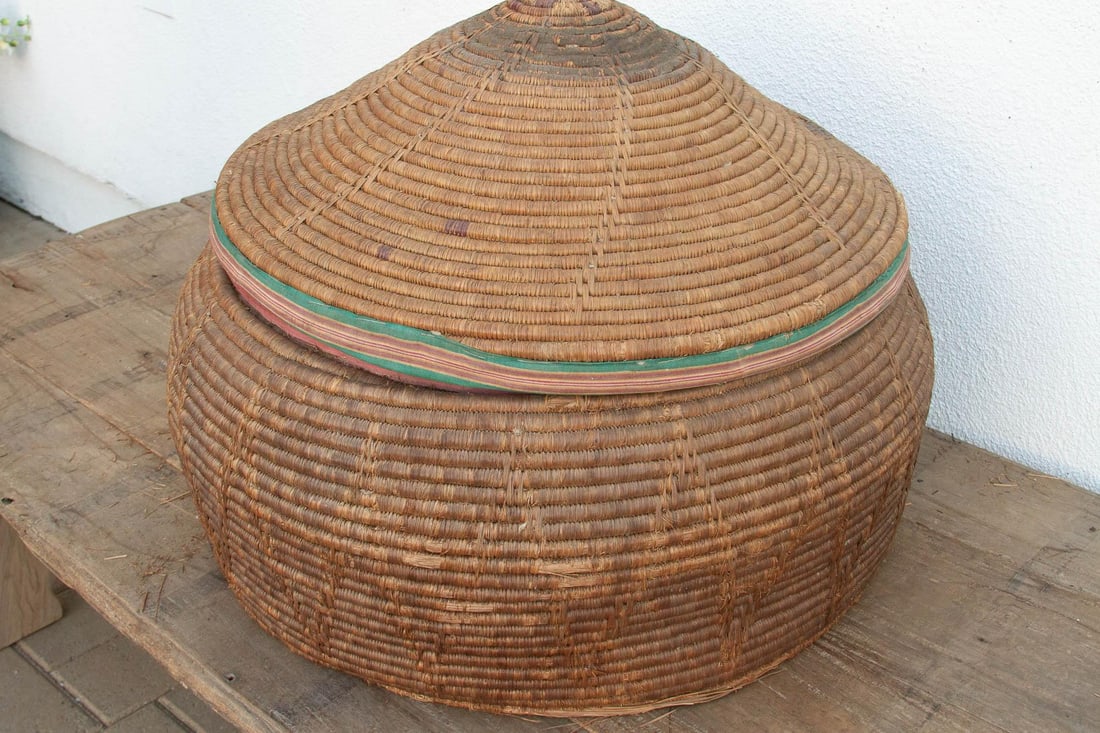 30"Dm Large Antique Nomadic Storage Basket - 9