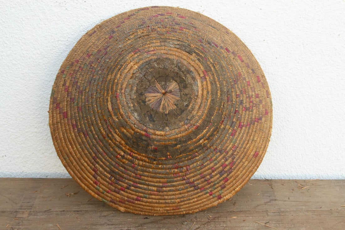 Vintage Woven Basket With Geometric Pattern - 5