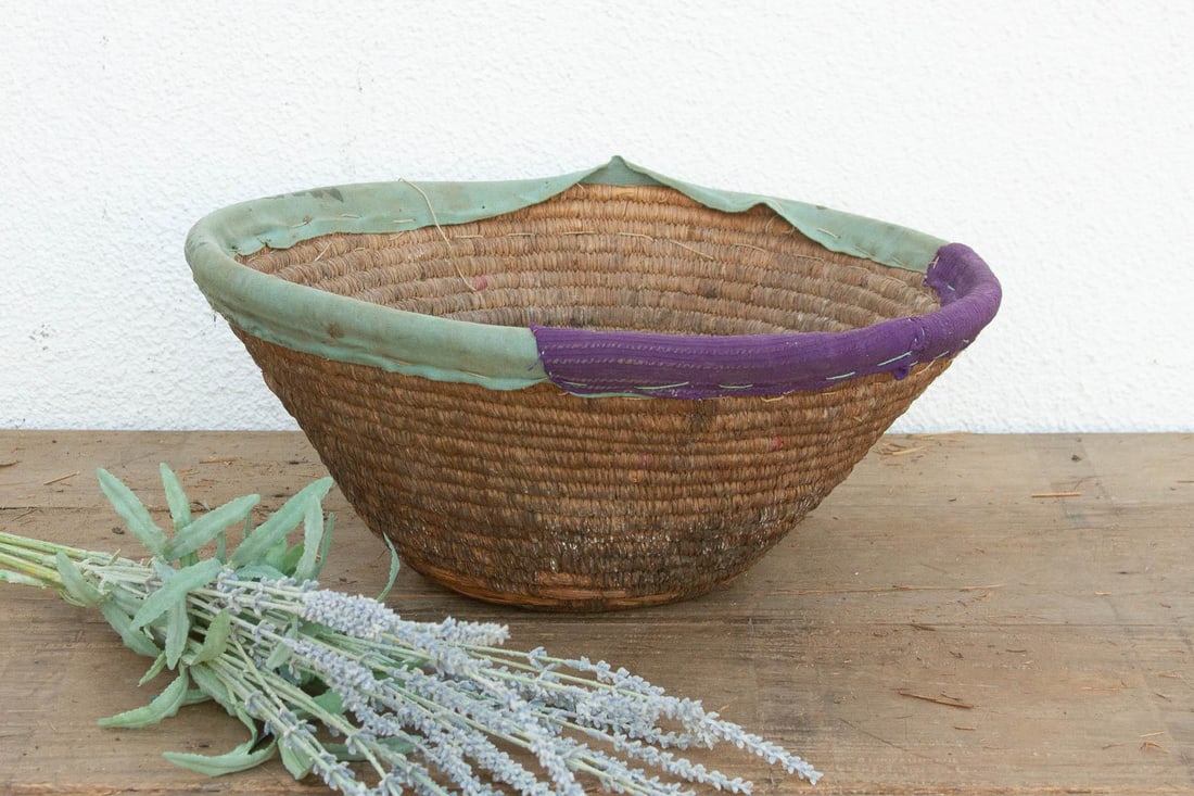 Vintage Nomodic Harvest Bowl W/Colorful Textile Rim - 2