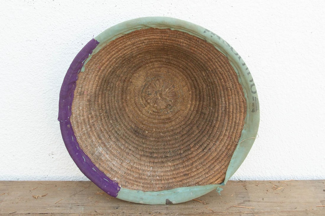 Vintage Nomodic Harvest Bowl W/Colorful Textile Rim - 4