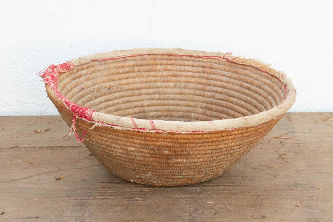 Harvest Basket With Old Textile Rim - 4