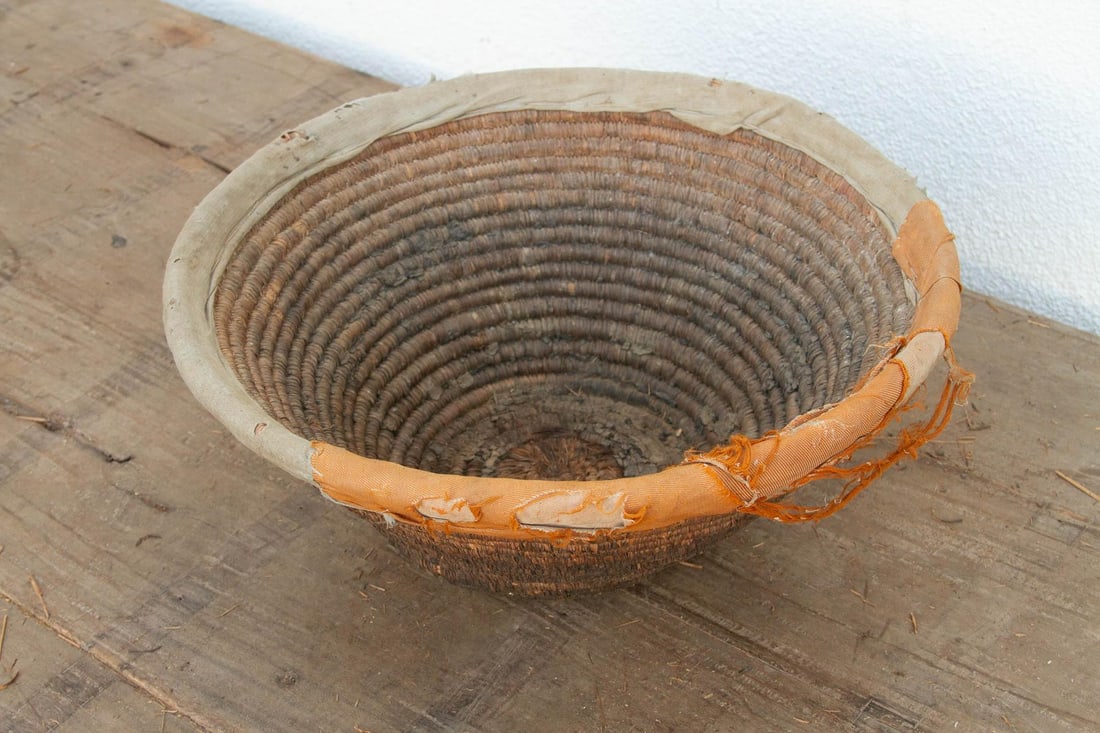 18" Dm Harvest Basket With Textile Rim & Mud Base - 3