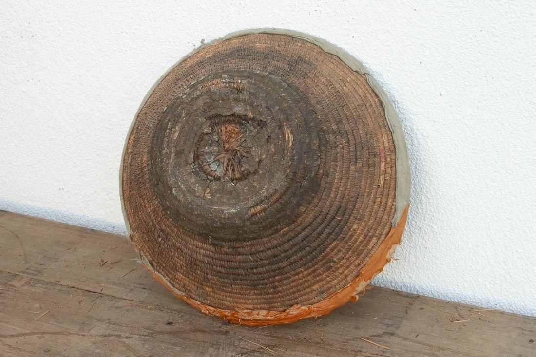 18" Dm Harvest Basket With Textile Rim & Mud Base - 6