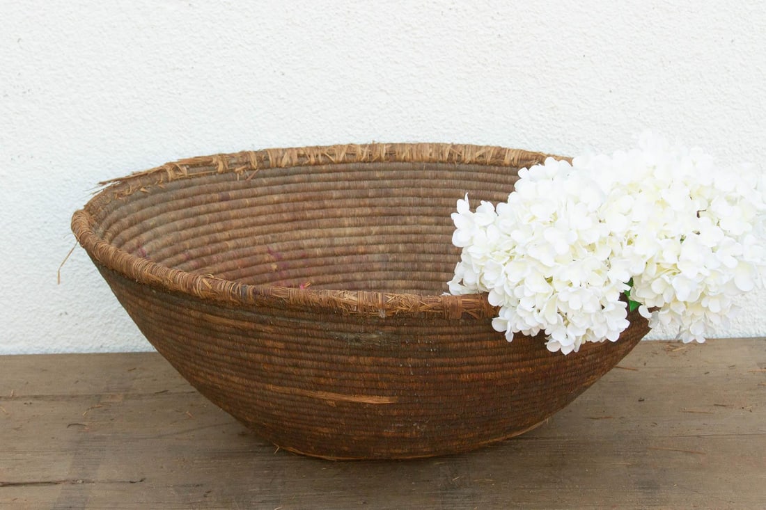 Large Antique 28" Dm Tribal Harvest Bowl - 9