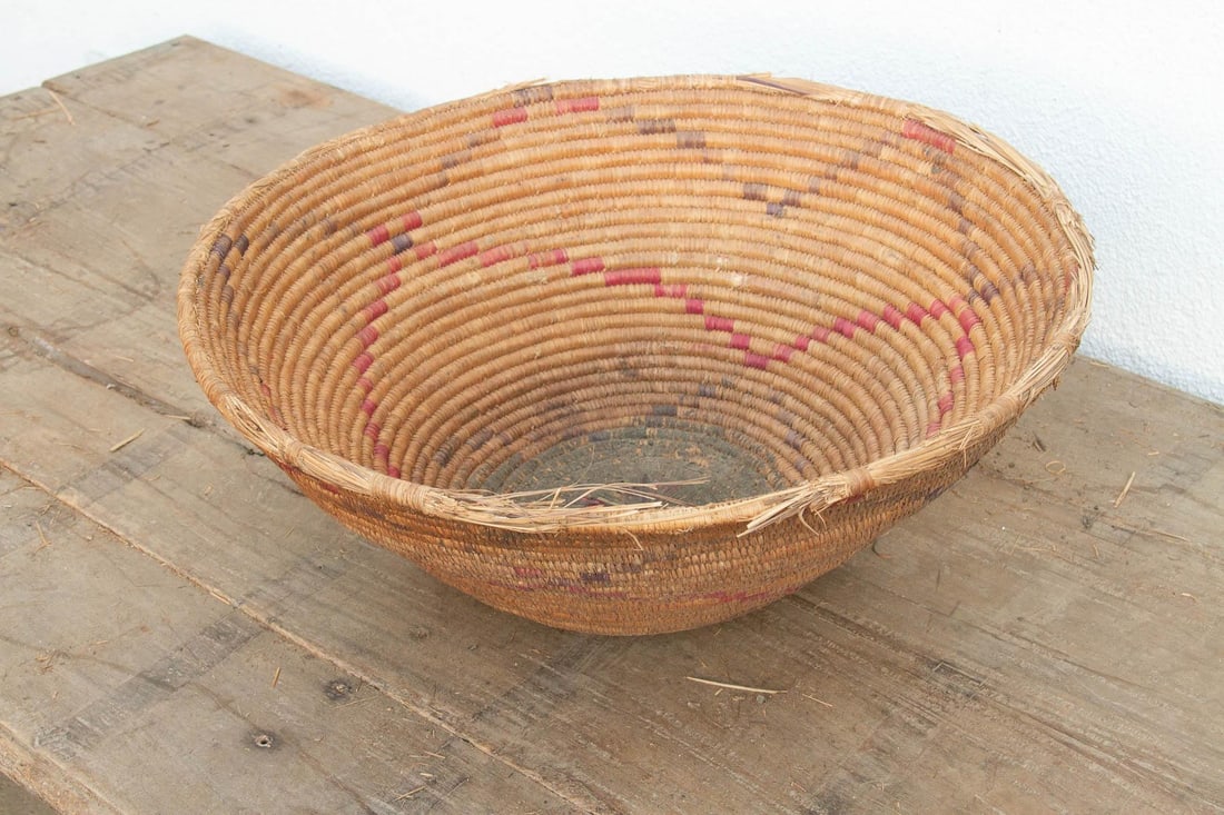 Antique Floral Motif Harvesting Basket - 7