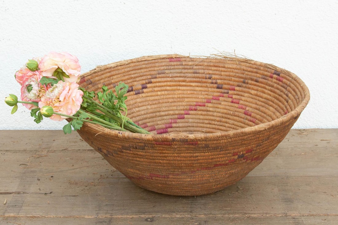 Antique Floral Motif Harvesting Basket - 8