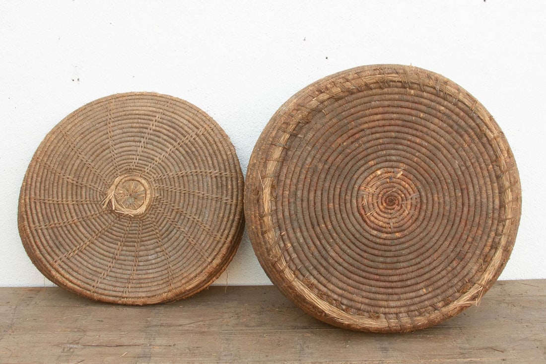 Earth Tone Antique Storage Basket With Lid - 8