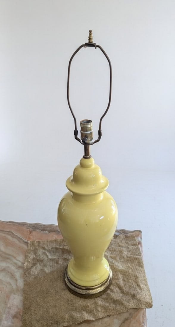 Vintage Butter Yellow Ceramic Ginger Jar Table Lamps - Set of 4 - 4