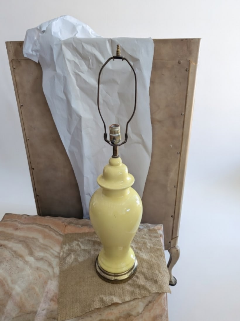 Vintage Butter Yellow Ceramic Ginger Jar Table Lamps - Set of 4 - 5