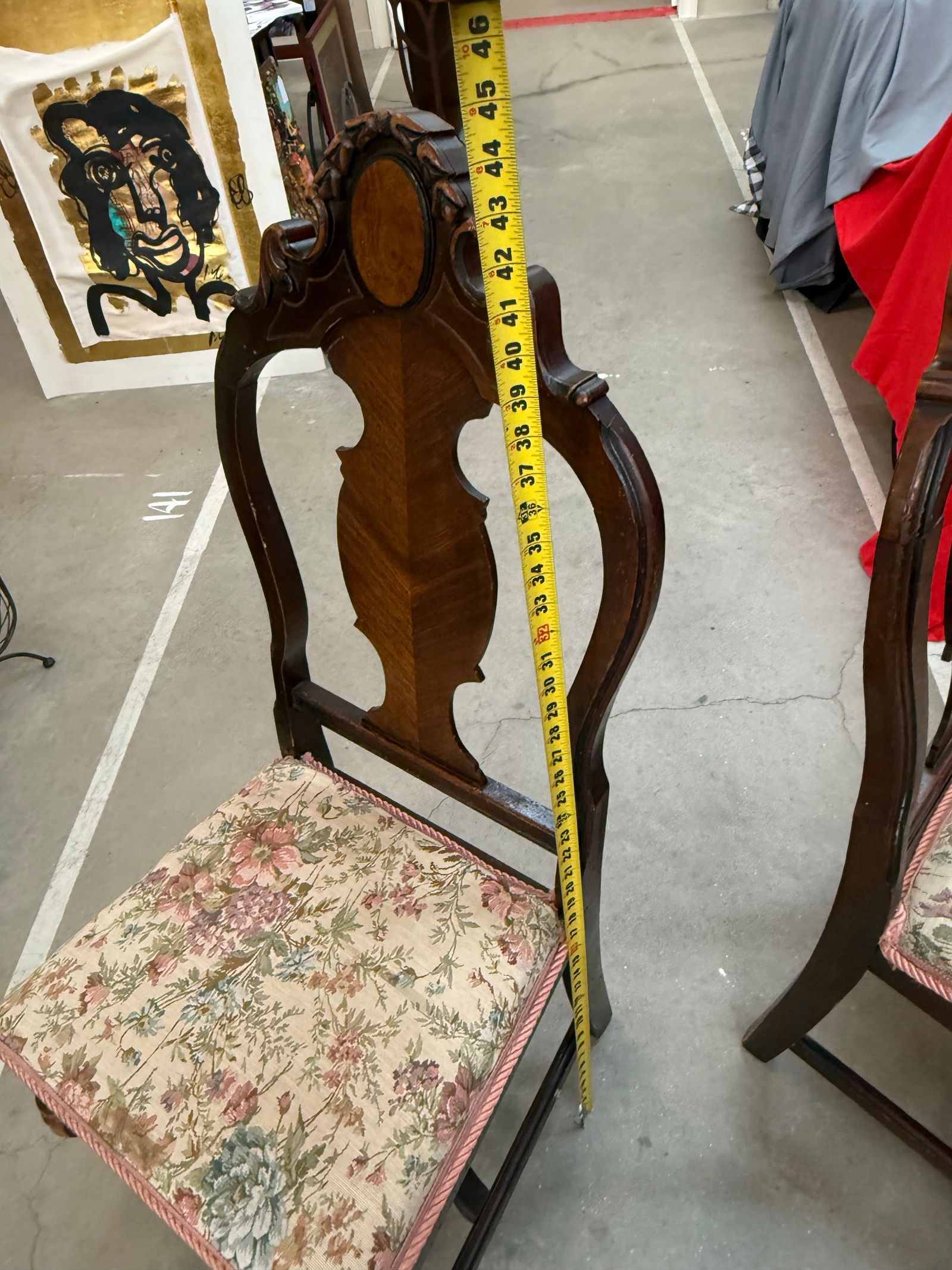 1920s Queen Ann Style Hand Carved European English Tudor Style Dining Side Chair Pair - 5