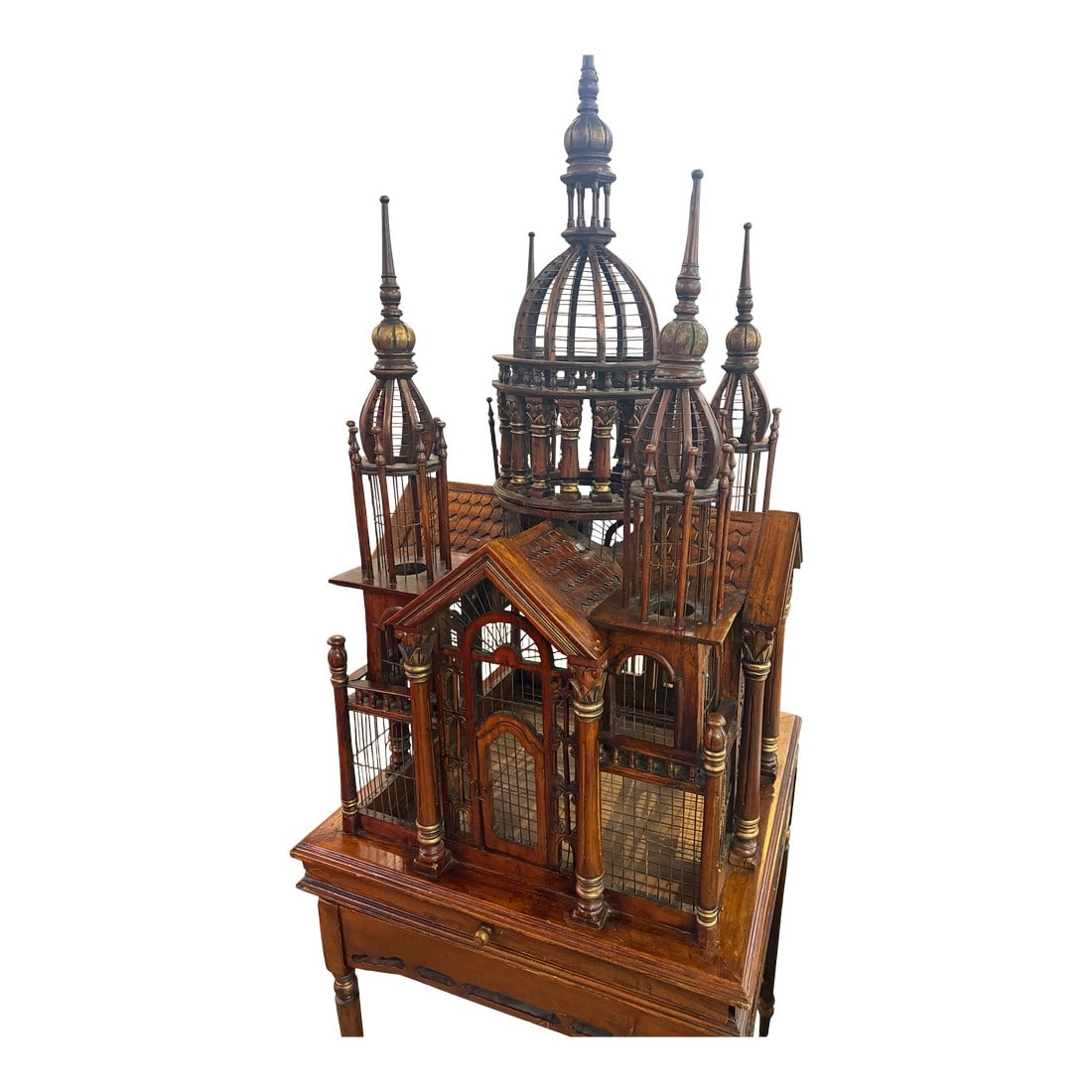 Rare Antique Victorian Architectural Large Dome Top Wooden and Metal Birdcage: Rare Antique Victorian Architectural Large Dome Top Wooden and Metal Birdcage Gorgeous design, massive handcrafted, antique birdcage Please note for condition purposes because of the age there's