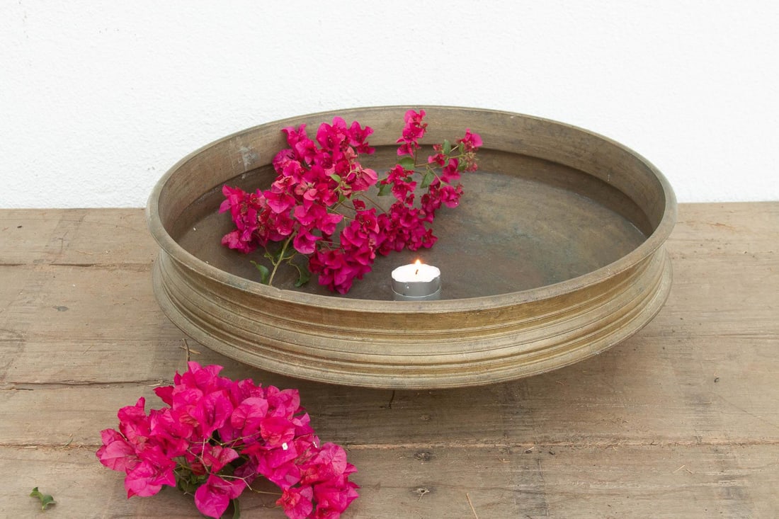 Large 24" Dm Antique Golden Bronze Urli Pot - 2