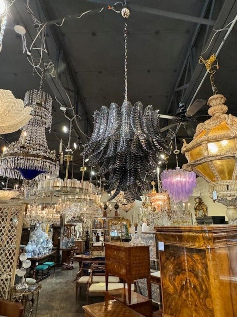 Black Murano Glass Palm Chandelier - 4