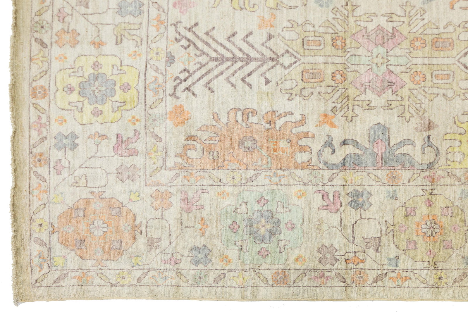 Pastel Modern Oushak Style Hand-Knotted Wool Area Rug 10x13 - 11