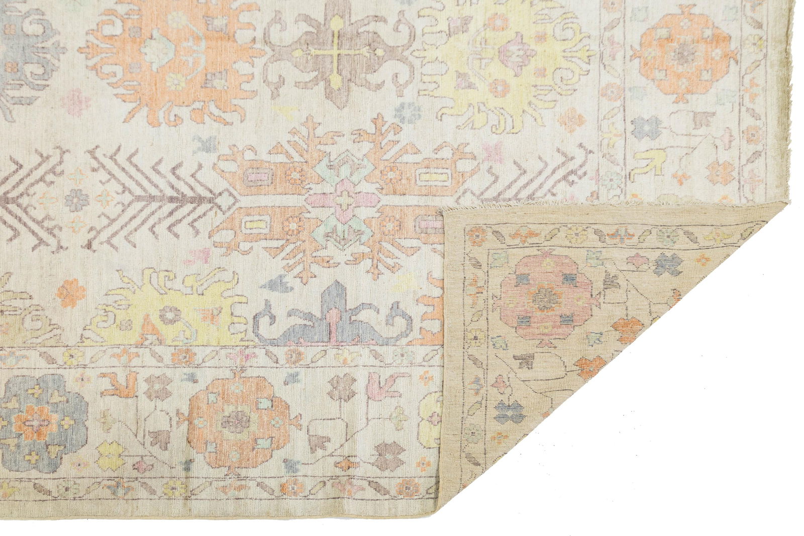 Pastel Modern Oushak Style Hand-Knotted Wool Area Rug 10x13 - 3