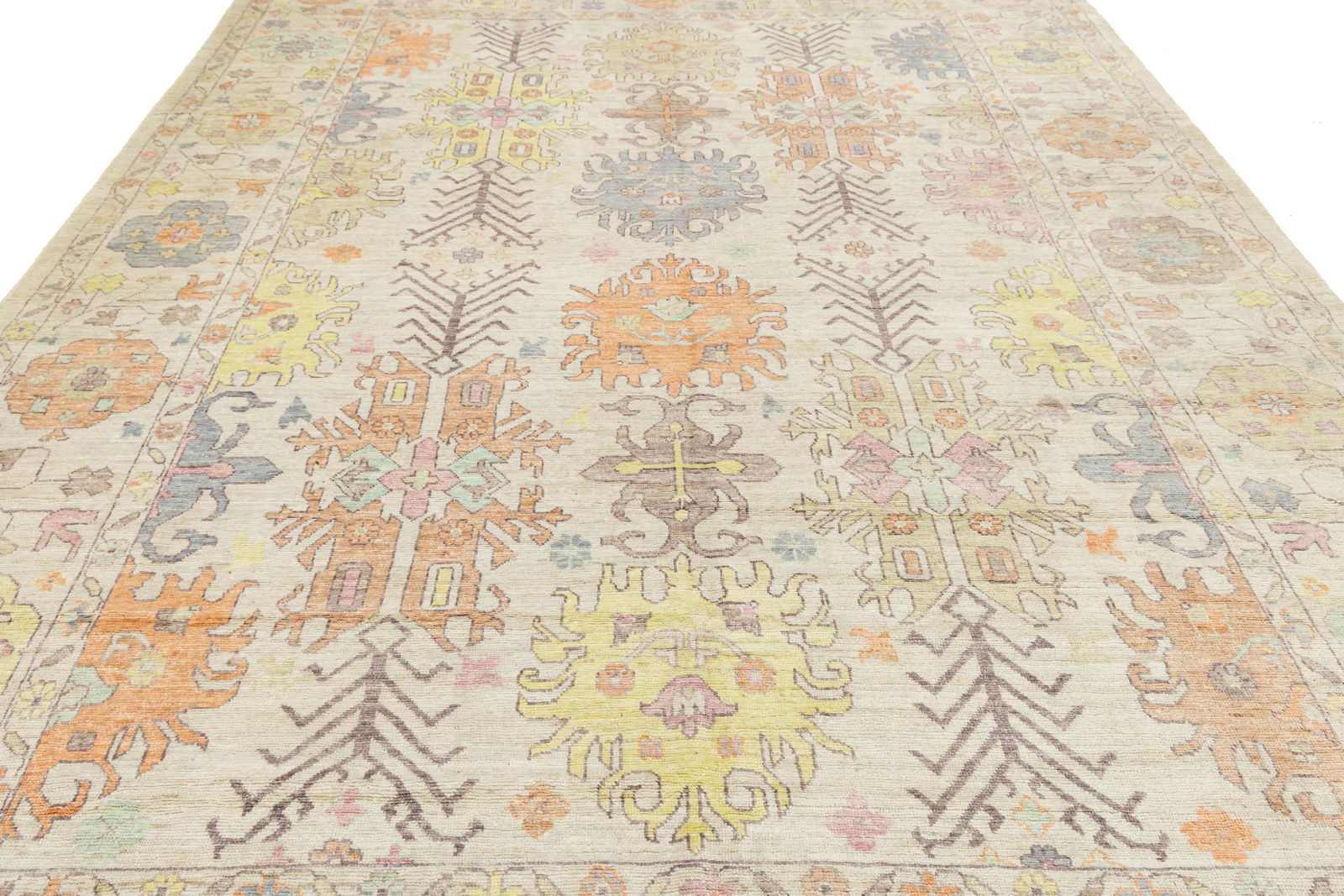 Pastel Modern Oushak Style Hand-Knotted Wool Area Rug 10x13 - 5