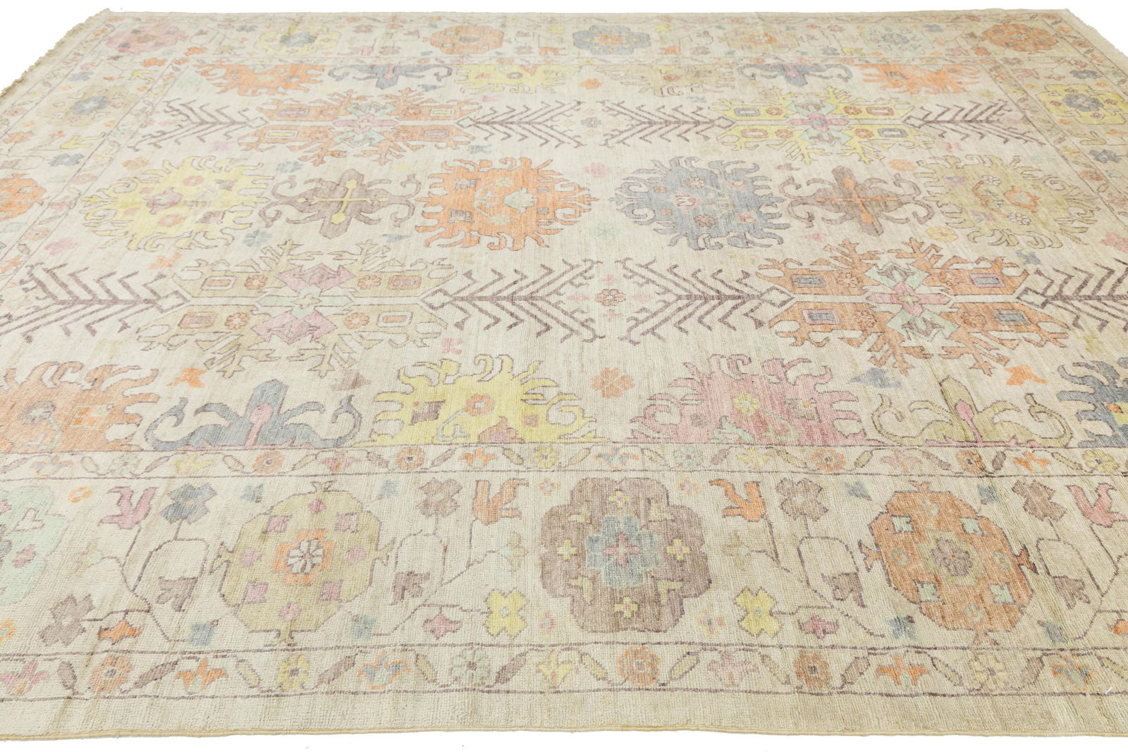 Pastel Modern Oushak Style Hand-Knotted Wool Area Rug 10x13 - 7