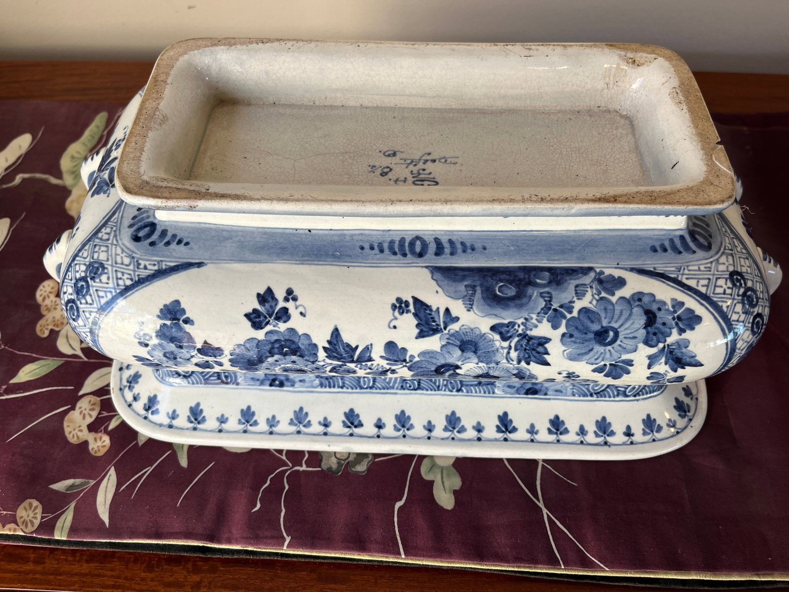 1882 Royal Delft Joost Thooft Blue & White Chinoiserie Jardinière - 10