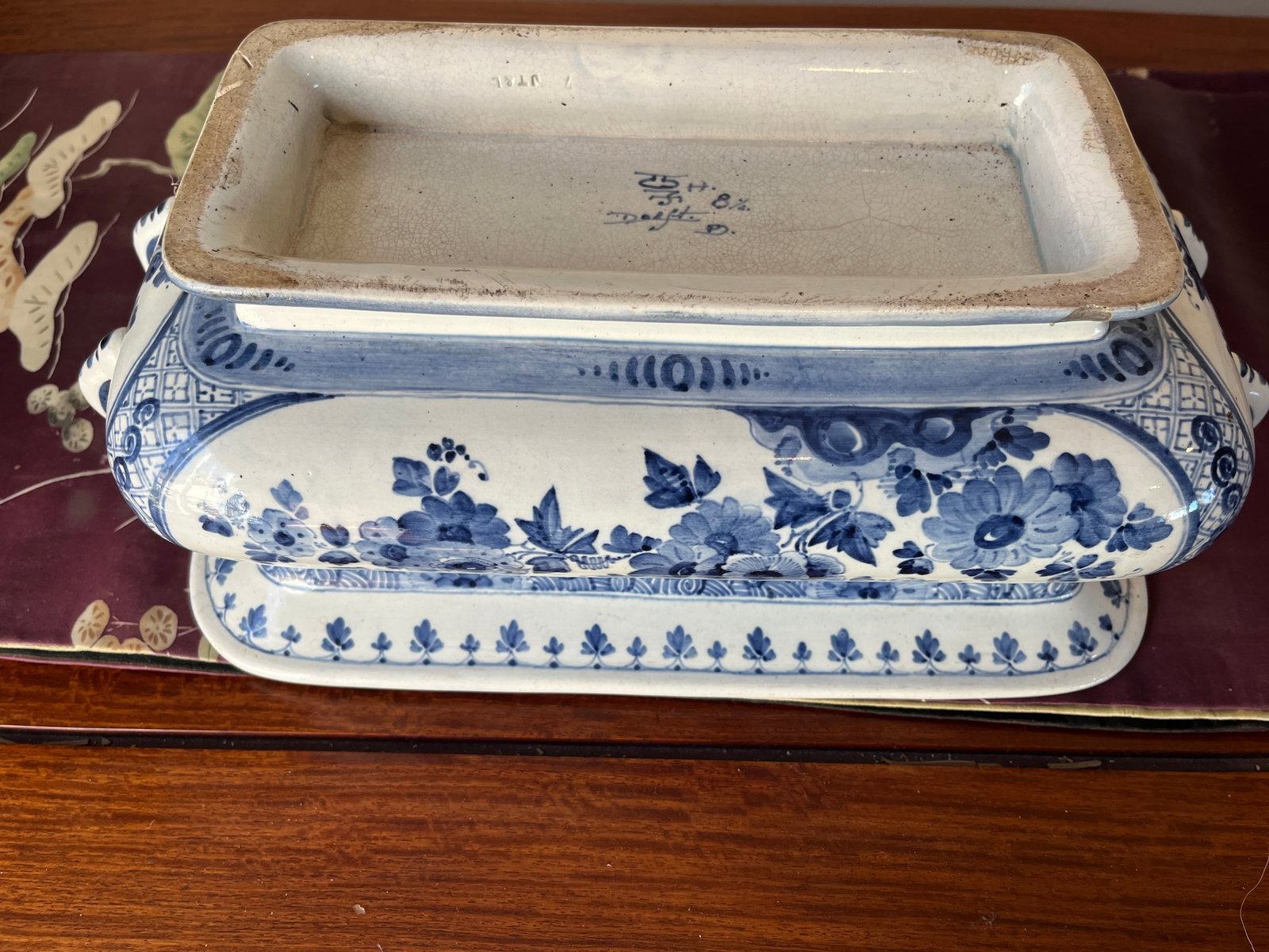 1882 Royal Delft Joost Thooft Blue & White Chinoiserie Jardinière - 12