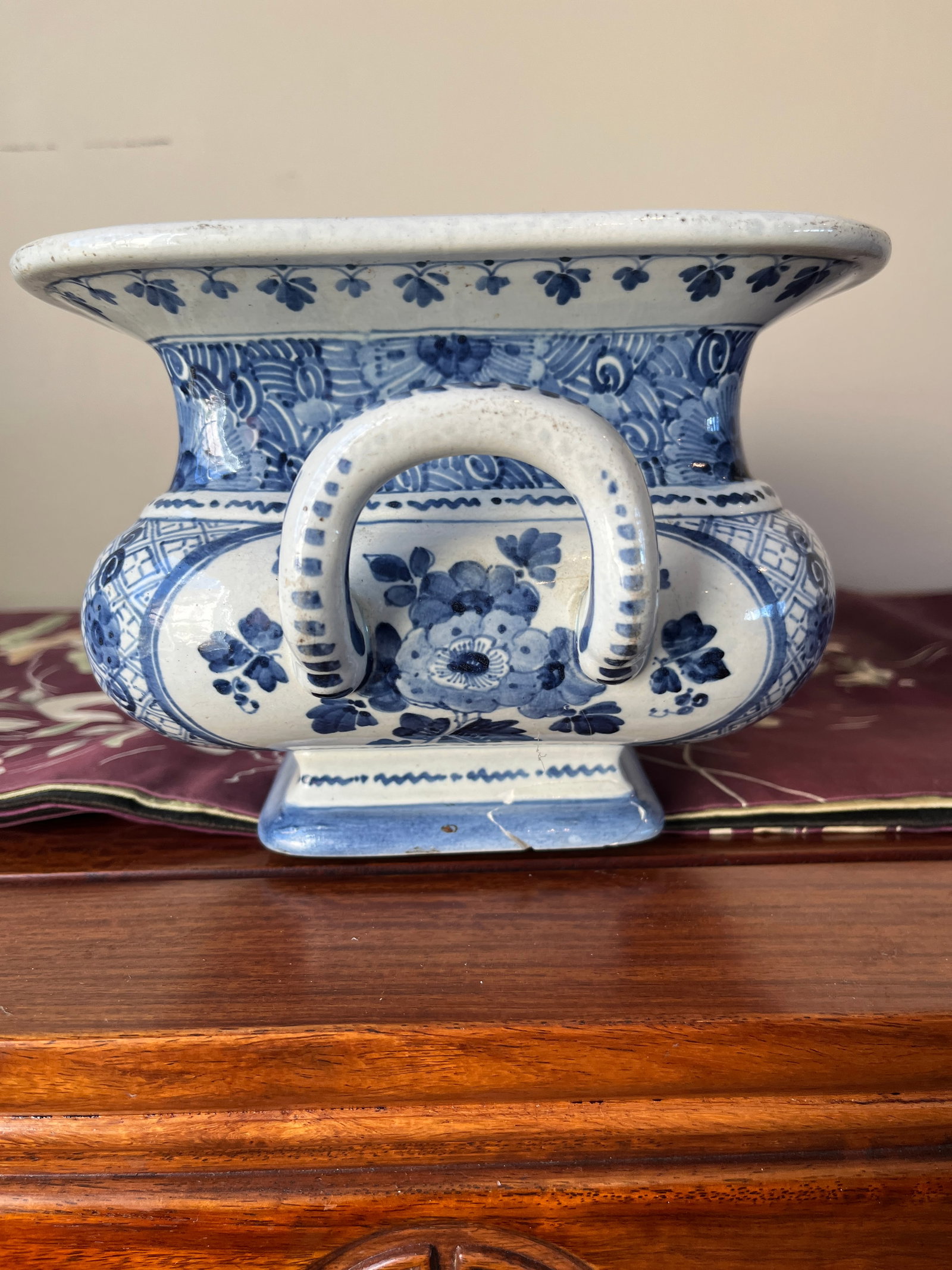 1882 Royal Delft Joost Thooft Blue & White Chinoiserie Jardinière - 3