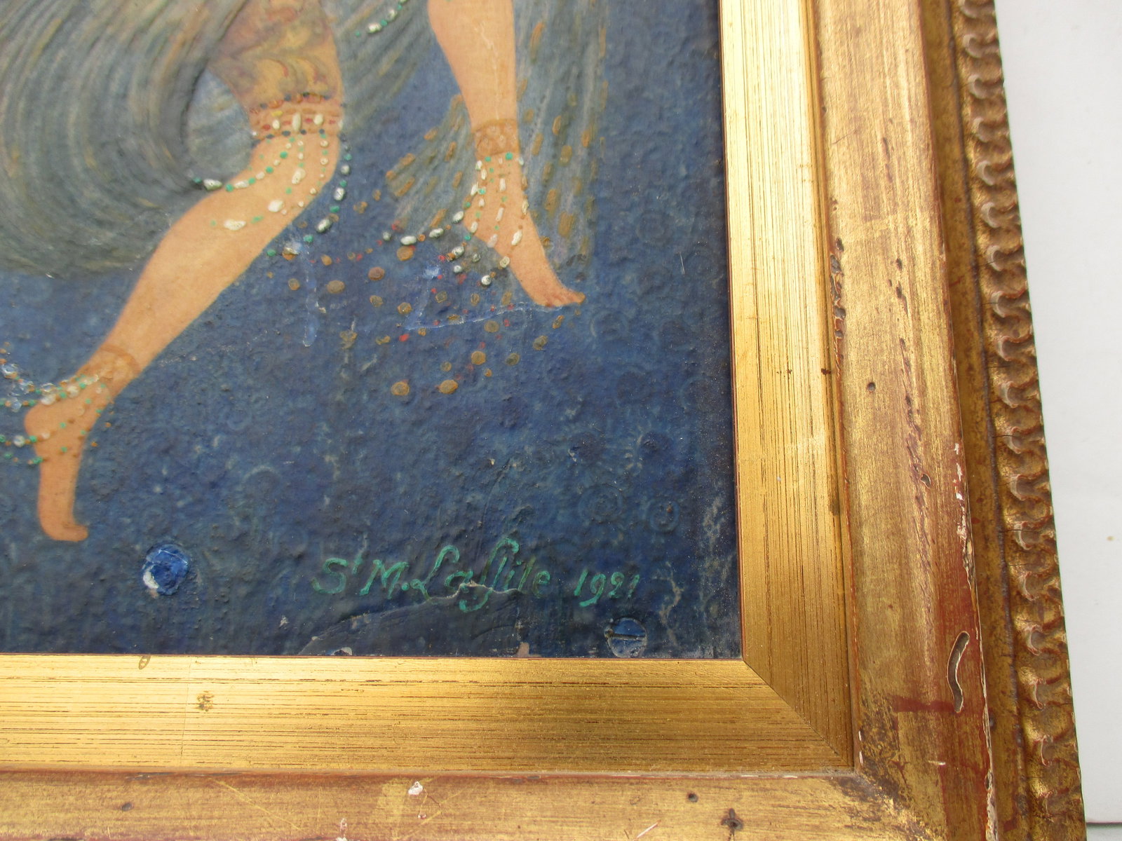 Art Deco Dancer Mixed Media Painting 1921 - 5