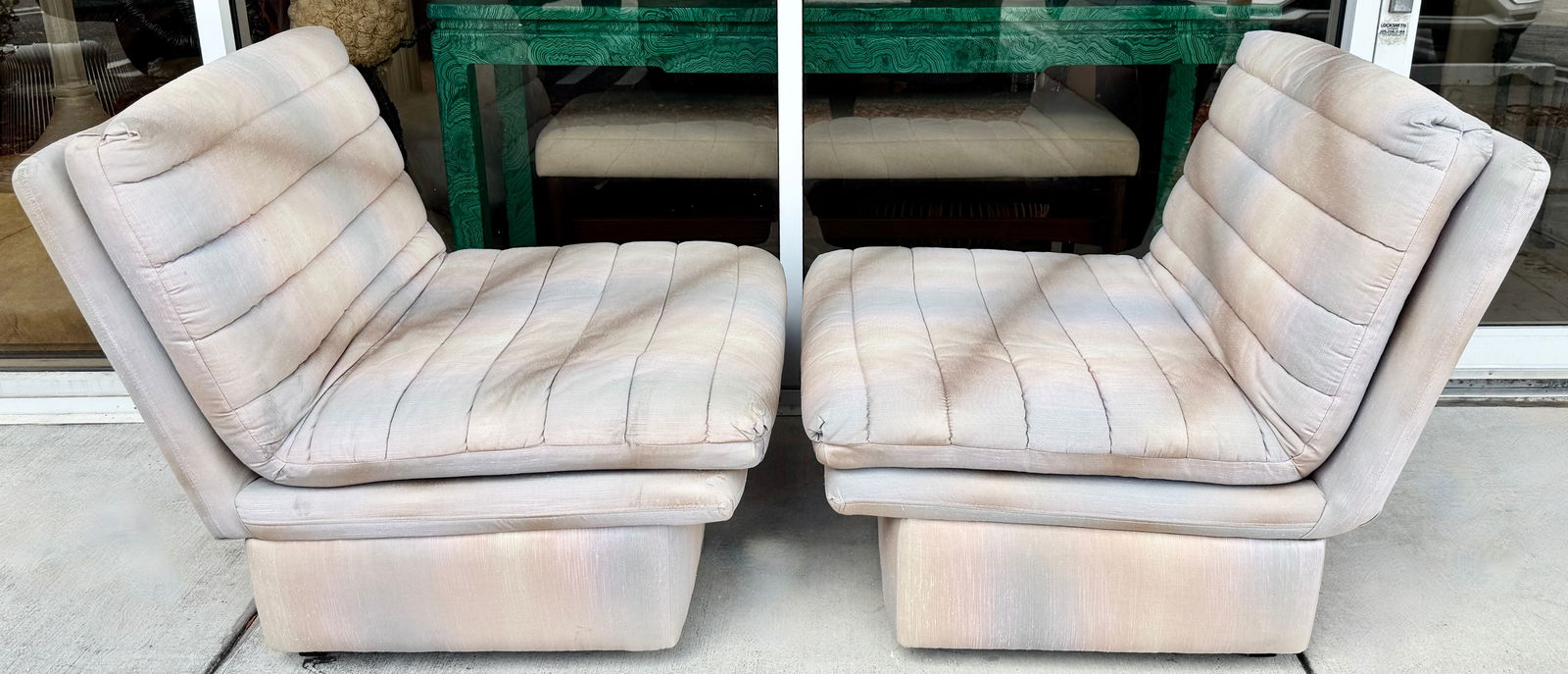 Pair of Channeled Slipper Chairs by Bernhardt Flair Division From 80's - 2
