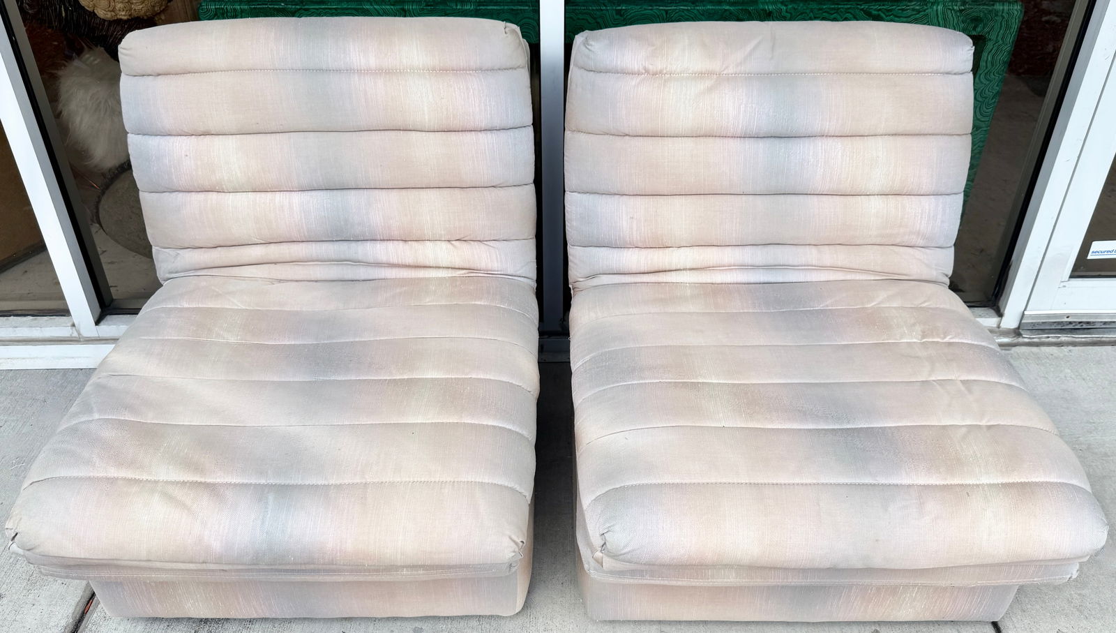 Pair of Channeled Slipper Chairs by Bernhardt Flair Division From 80's - 5