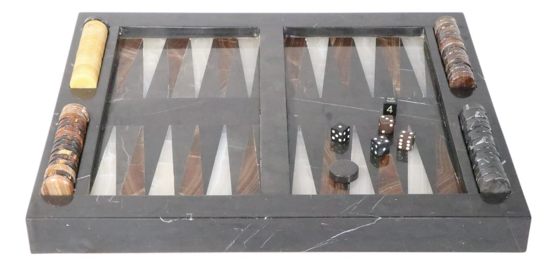 Vintage Marble and Onyx Made in Italy Circa 1970's: Chic marble and onyx vintage Backgammon set, made in Italy, circa 1960/70's. The set includes the board, checkers, and dice. This set in in excellent, original, clean and ready to use condition,