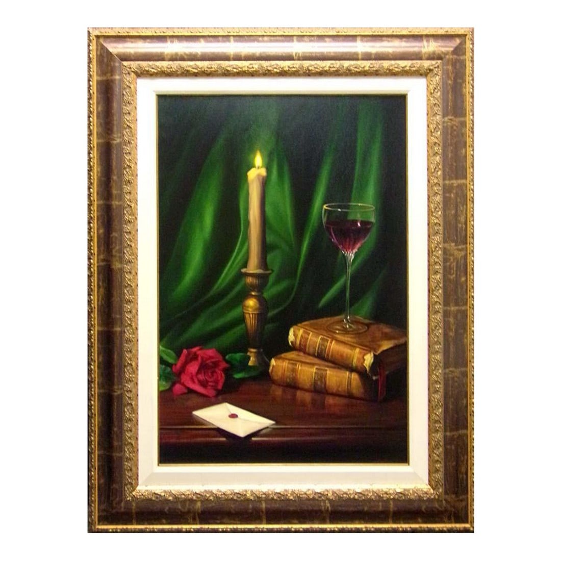 William Martin Untitled Candle & Rose Oil on Canvas W/Custom Frame Hand Signed: Untitled by William Martin Hand Signed by the Artist Original Oil on Canvas Framed Size: 48" x 36" Image Size: 36" x 24" Certificate of Authenticity and appraisal is included Custom frame Gallery