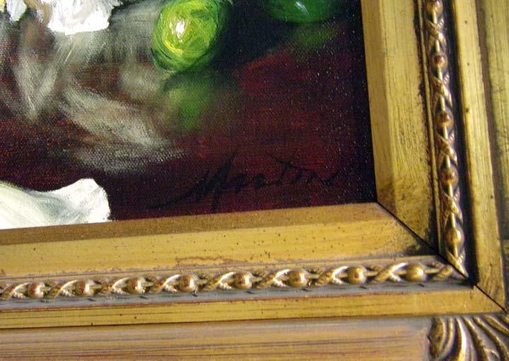 William Martin Untitled Peonies Flower Oil on Canvas W/Custom Frame Hand Signed - 4