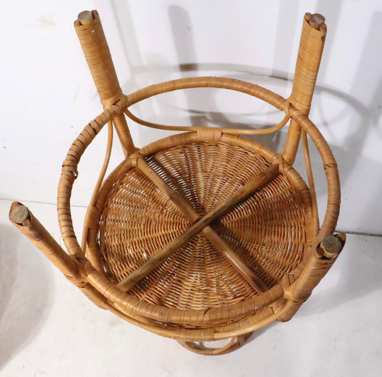 Vintage Wicker Jardiniere and Pedestal - 15
