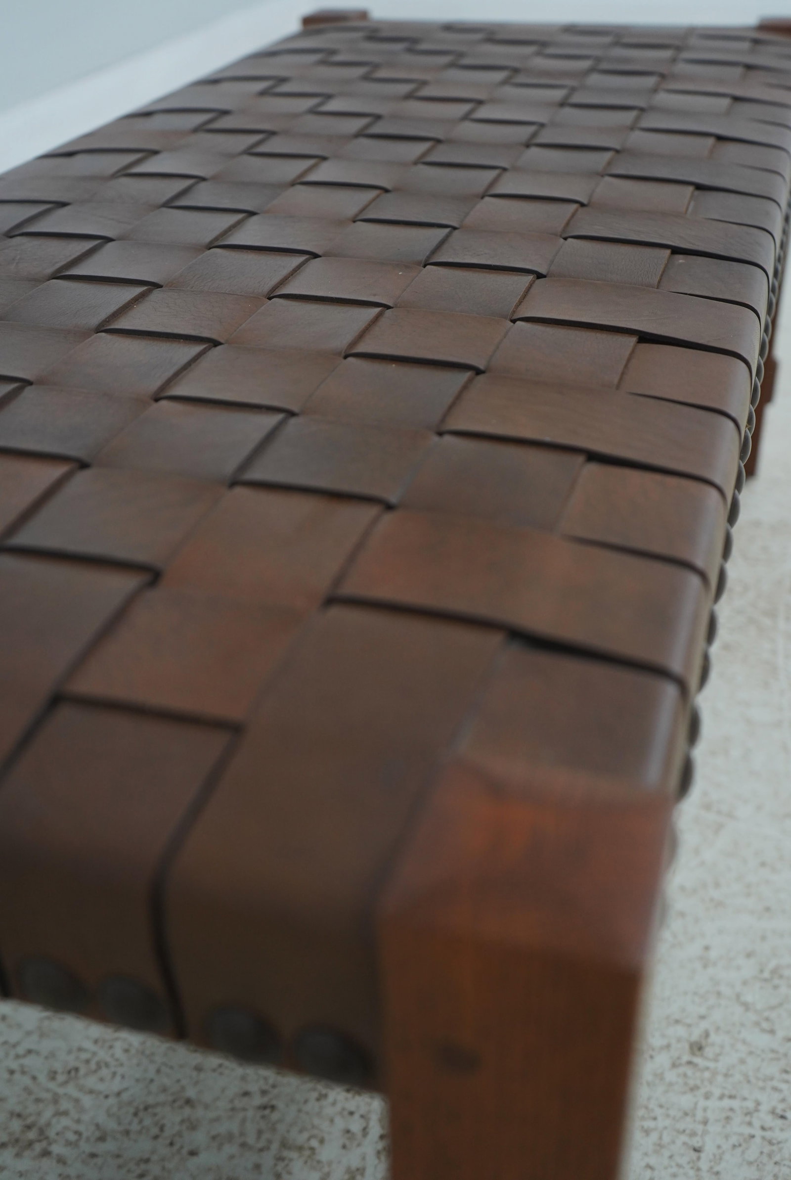 Stickley Mission Oak Leather Woven Seat Bench - 11