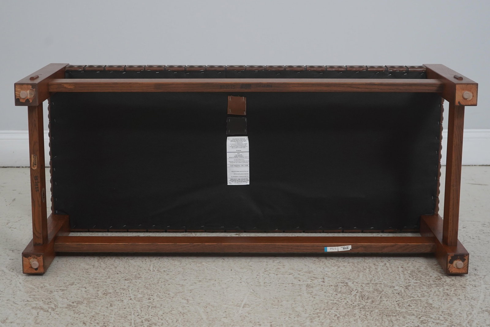 Stickley Mission Oak Leather Woven Seat Bench - 12