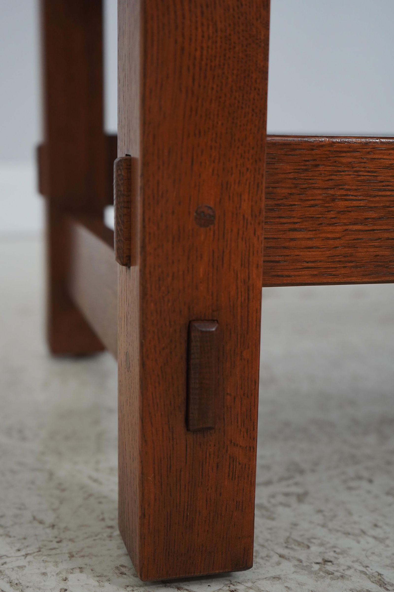 Stickley Mission Oak Leather Woven Seat Bench - 7