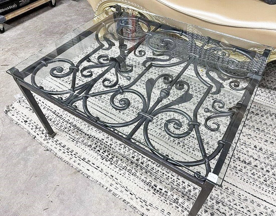 1990s Solid Stock Wrought Iron Coffee Table - 4