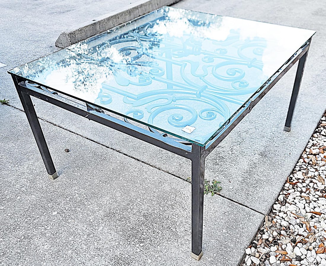 1990s Solid Stock Wrought Iron Coffee Table - 9