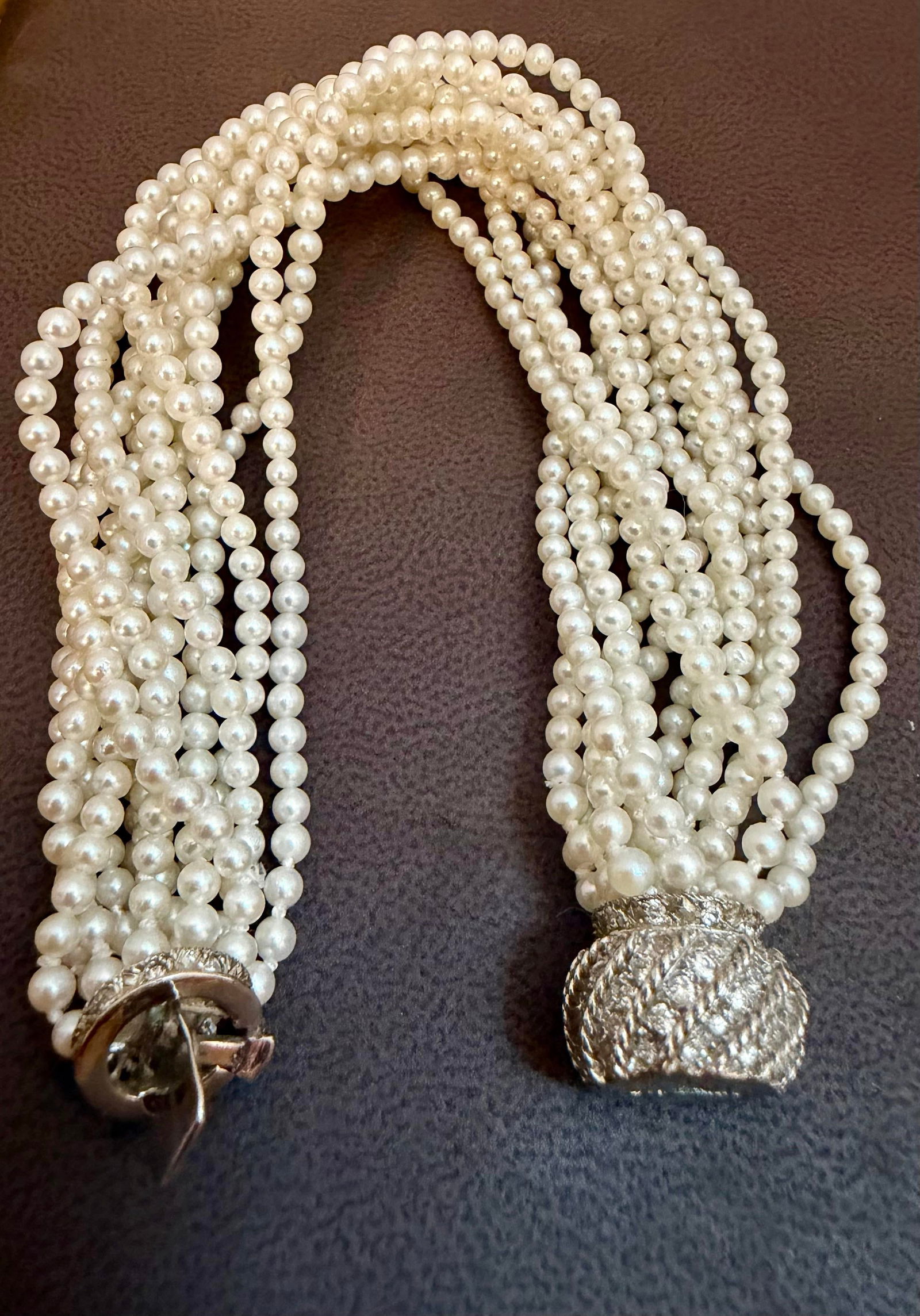 3.1 Mm Akoya Japanies Pearl Multi Strand Bracelet, 14kwg Diamond Clasp, 8 Inch - 2