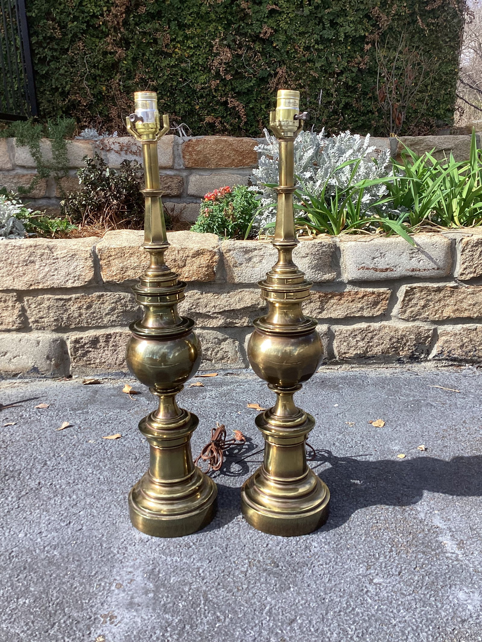 Vintage Stiffel Brass Baluster Lamps - Pair - 4
