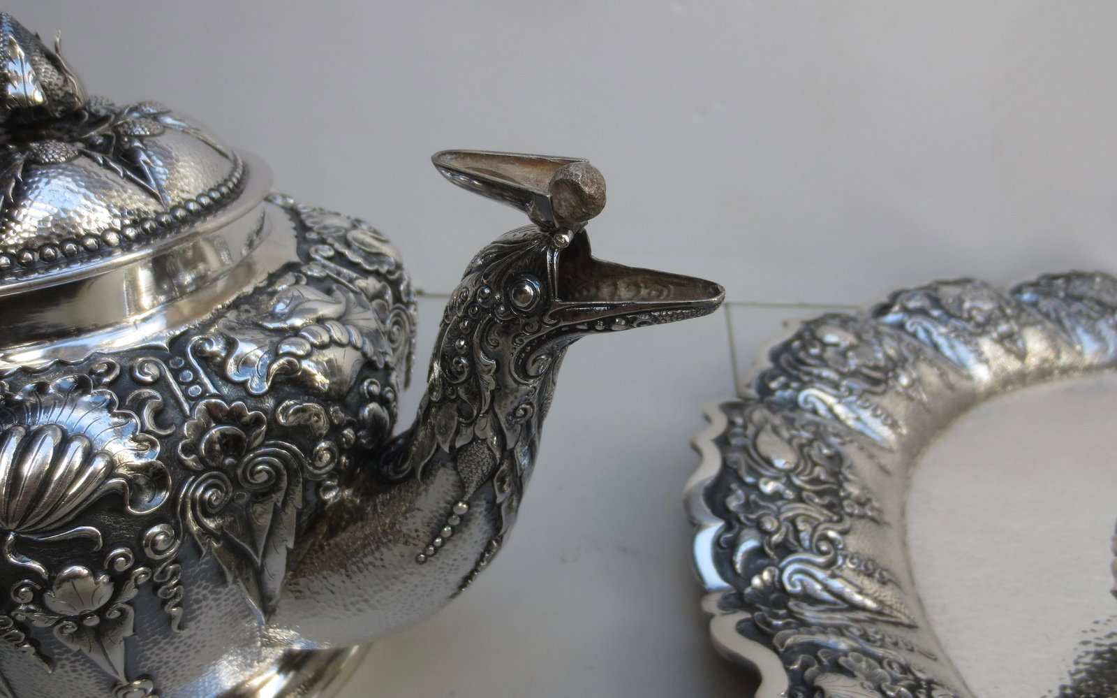 Indonesian 800 Silver Tea Set - Set of 5 Pieces - 14