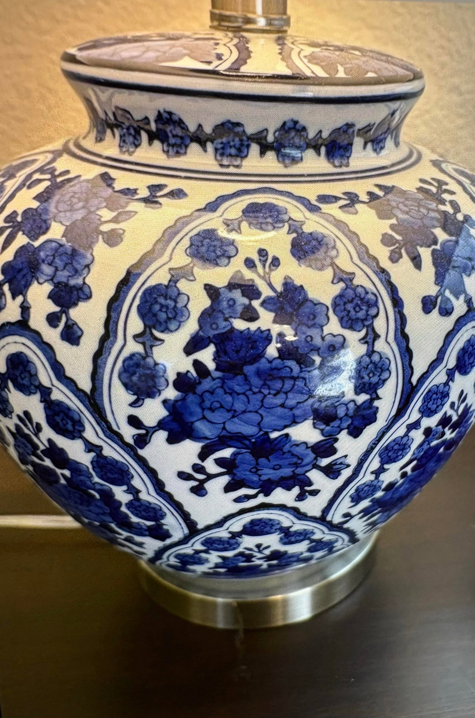 Vintage Chinoiserie Style Blue and White Ginger Jar 3-Way, Table Lamps - a Pair - 7