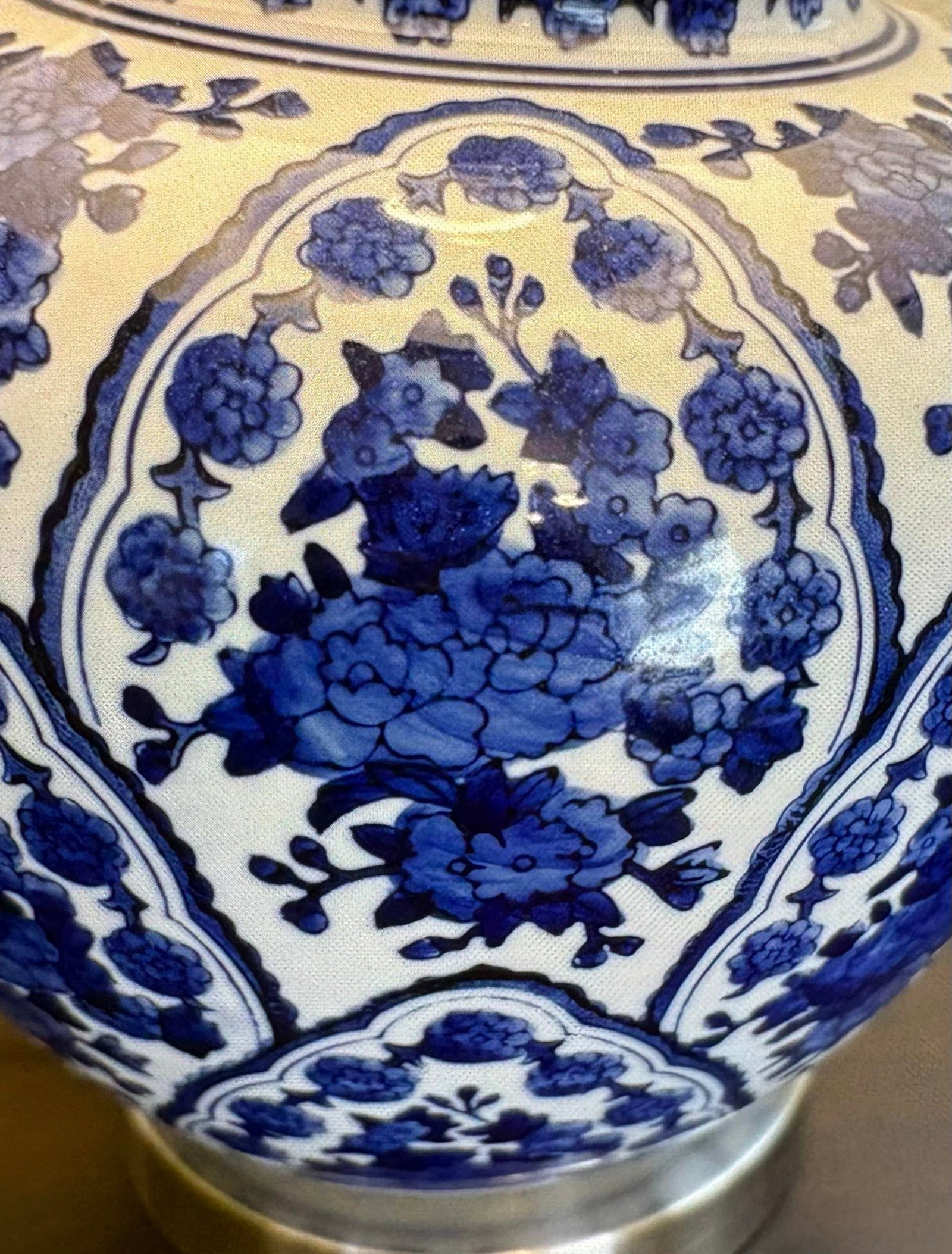 Vintage Chinoiserie Style Blue and White Ginger Jar 3-Way, Table Lamps - a Pair - 8