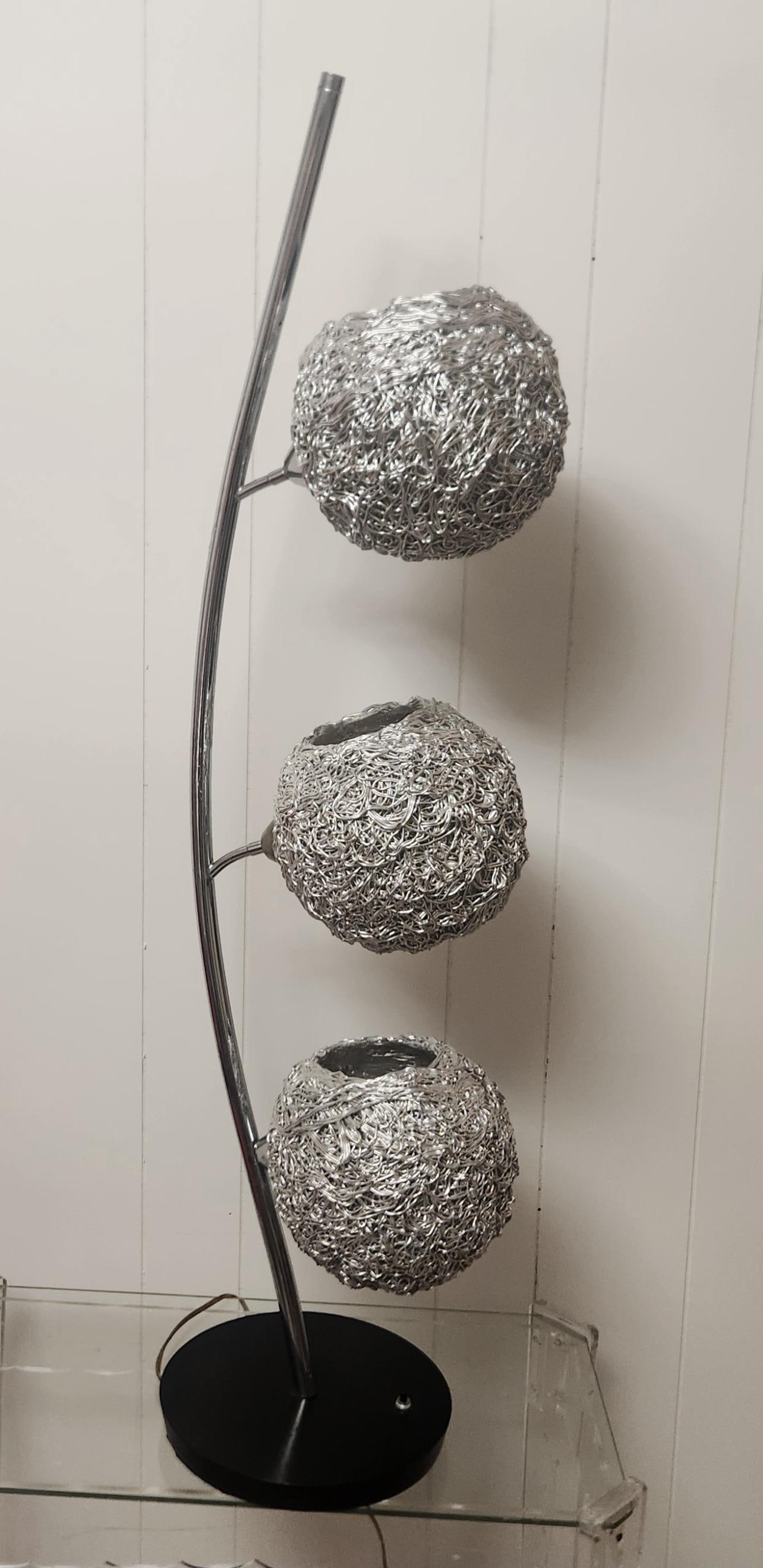 1960s Mid Century Modern Tall Silver Spaghetti Lamp - 13