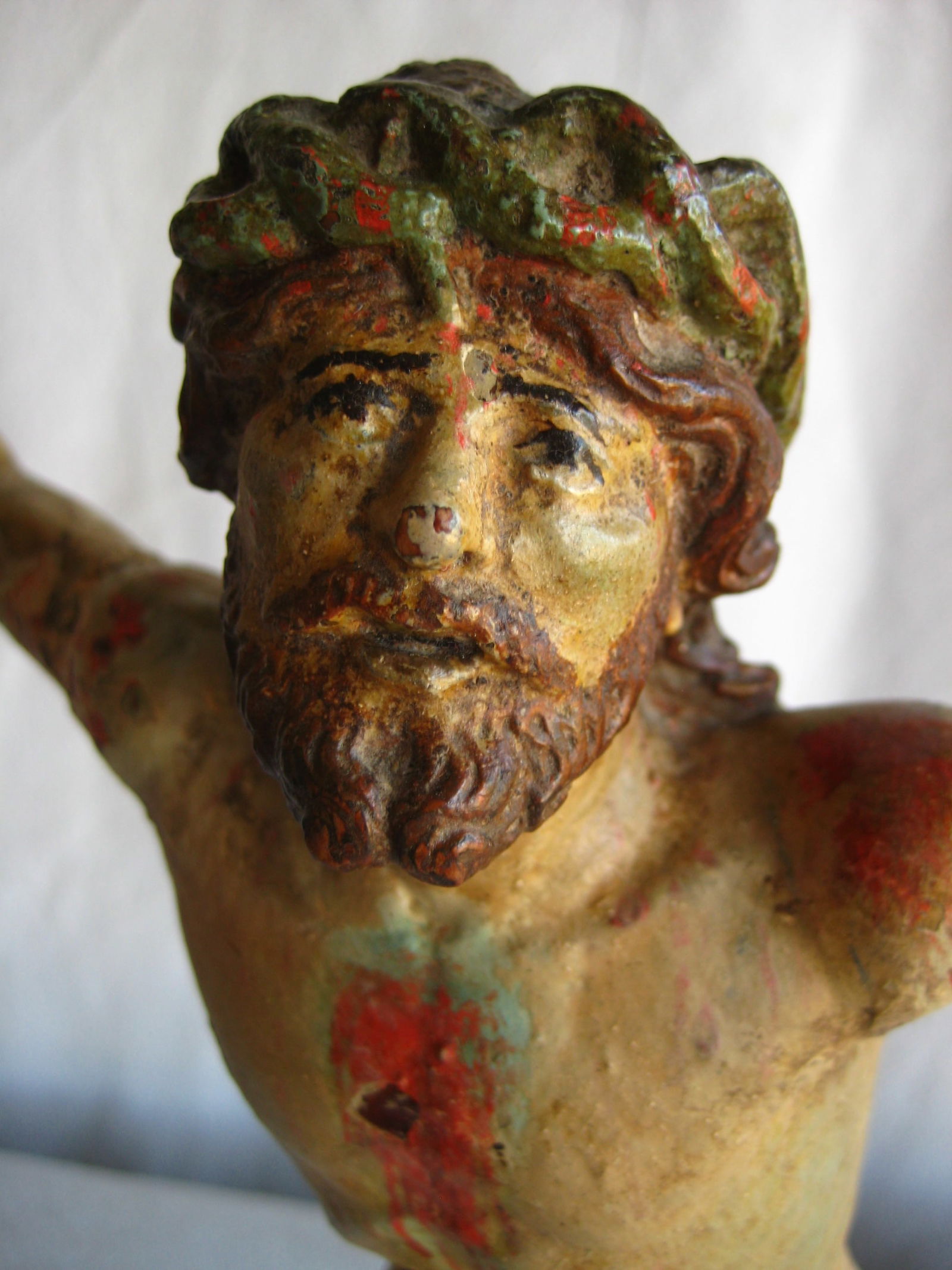 Italian 18 Century Painted Christ on Stand - 3