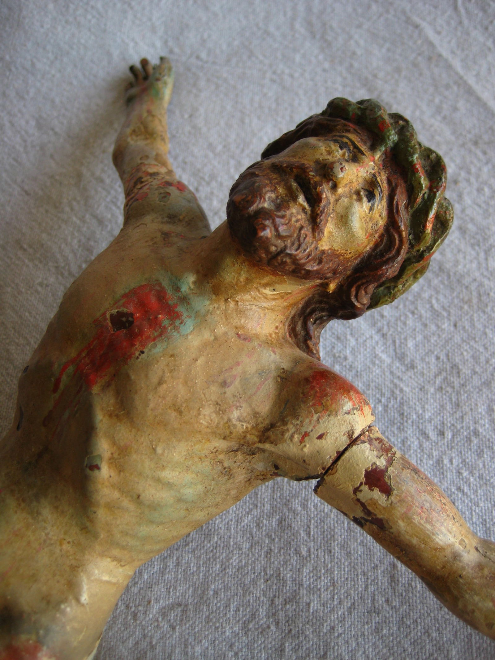 Italian 18 Century Painted Christ on Stand - 4