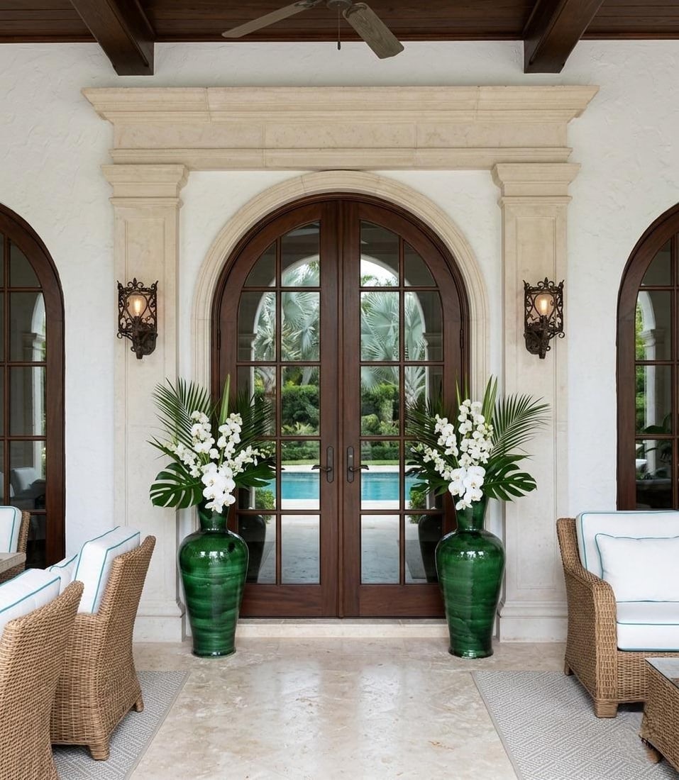 Pair of Massive 38" Hand-Glazed Emerald Green Moroccan Terracotta Vases - 7