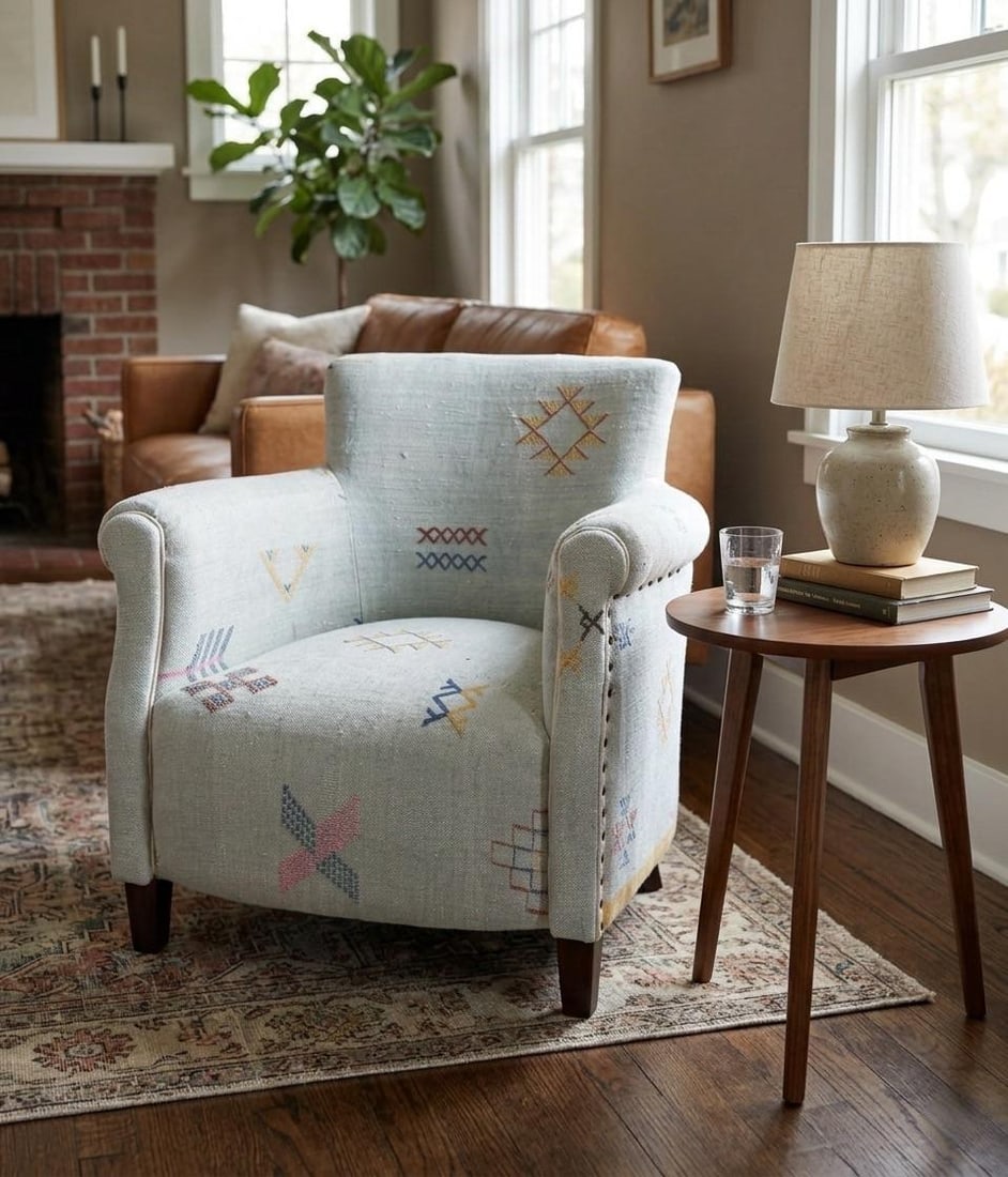 Handcrafted Moroccan Sabra Silk Club Chair - Marrakech - 12