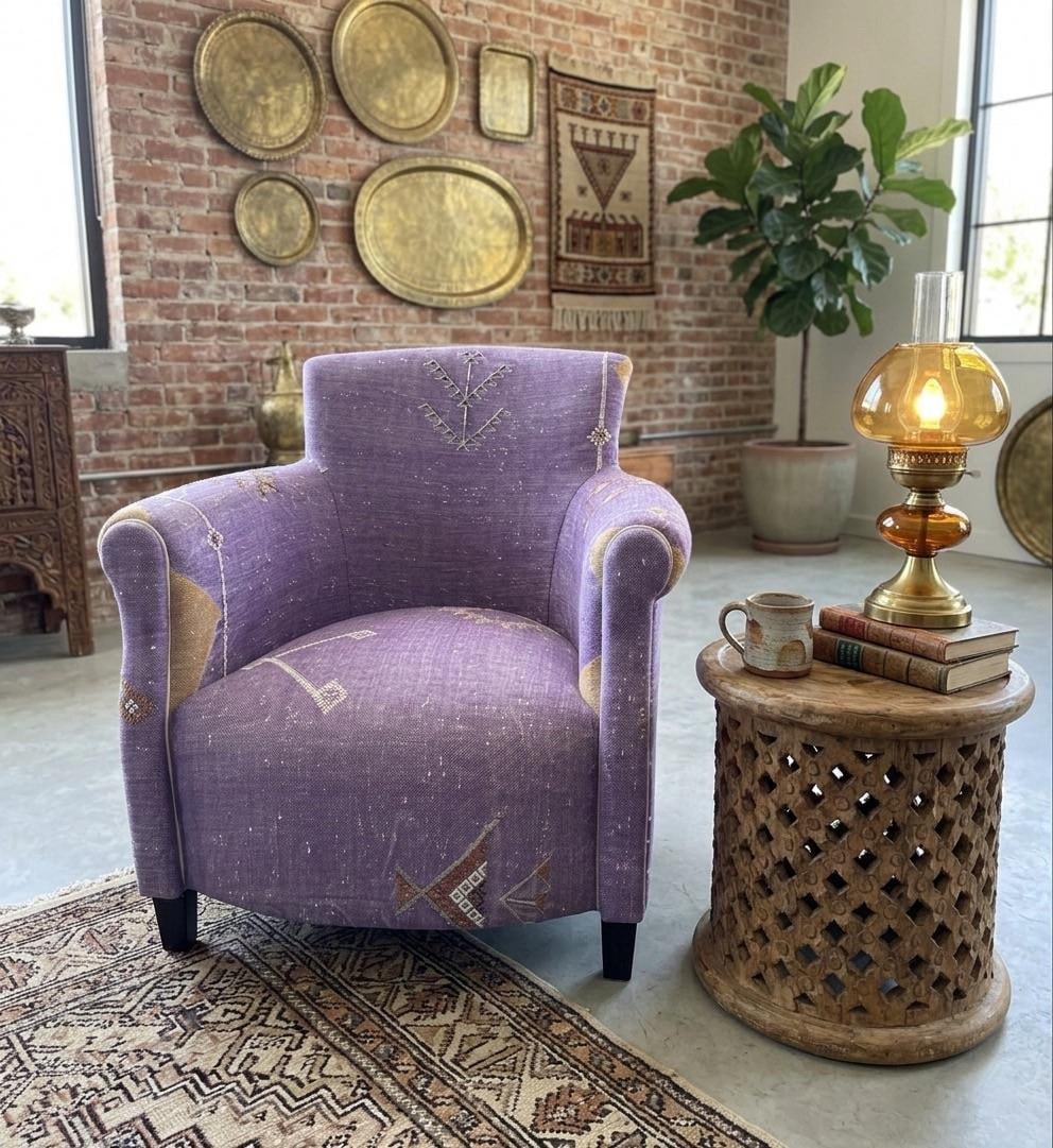Handcrafted Moroccan Sabra Silk Club Chair - Marrakech - 9